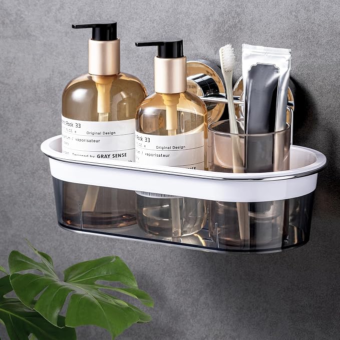 LEVERLOC Shower Caddy Suction Cup, Shower Organizer Removable Bathroom Shelf by LEVERLOC