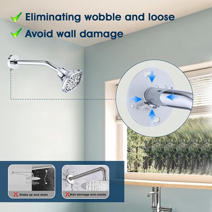 10 Inch Shower Arm with Flange and Stabilizer Bracket, Wall Mounted Shower Pipe - Image 2
