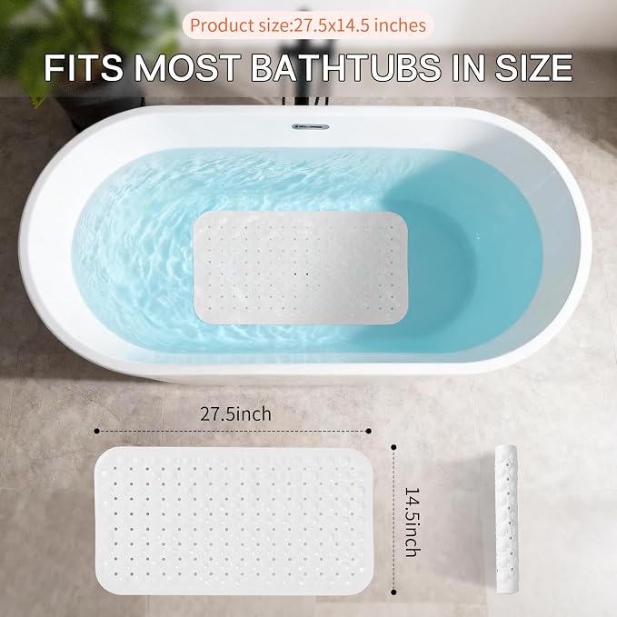 Anti-Slip Bathtub Shower mat, 27.5×14.5（Approximately 70×37cm） inch Soft - Image 3