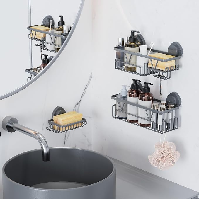 KEGII Suction Cup Shower Caddy – 3 Pack Suction Cup Shelf - Image 3