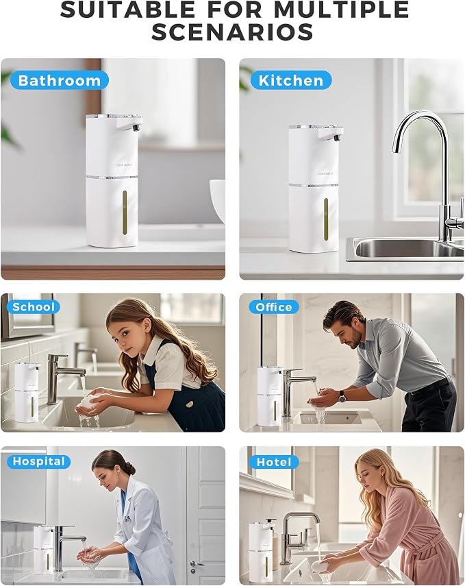 2 Pack Automatic Liquid Soap Dispenser, 12.8oz Rechargeable, Adjustable Liquid - Image 8