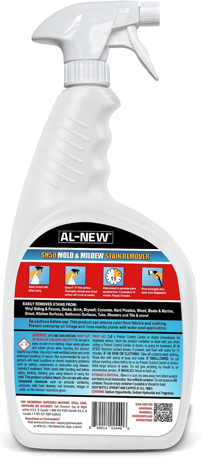 AL-NEW SH50 Mold and Mildew Stain Remover | Scrub Free Formula | Works Great on - Image 2