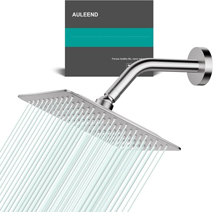 Square Rain Shower Head, High Flow Stainless Steel, Work by AULEEND