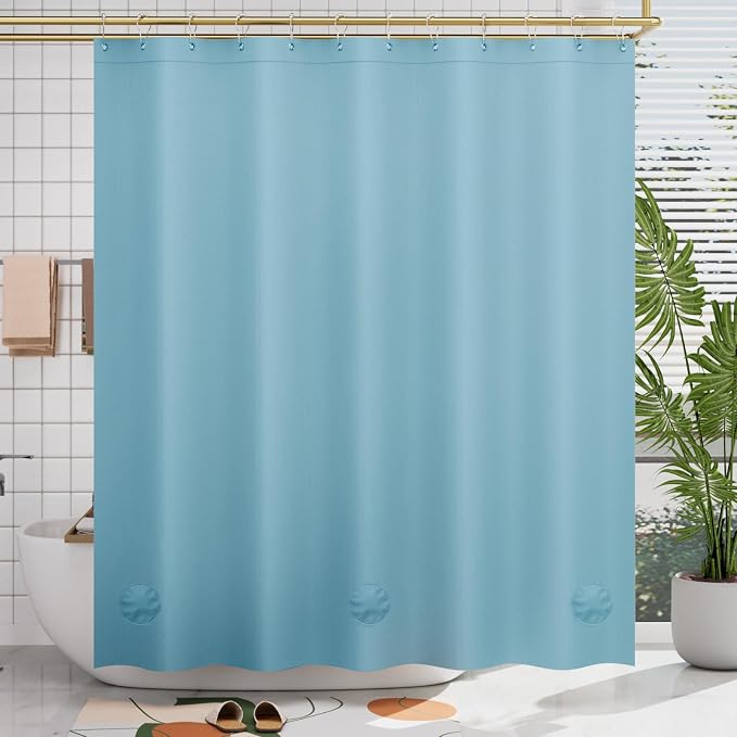 AmazerBath Teal Shower Curtain Plastic 72x72 Inches, Premium PEVA Shower Curtain by AmazerBath