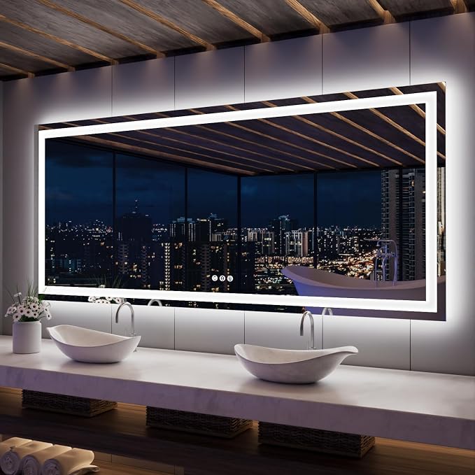 ISKM 84'' x 40'' LED Mirror for Bathroom Lighted Vanity Mirror for Wall Front by ISKM-IStillKeepMovin