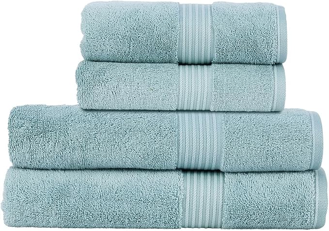 Christy Supreme Hygro 4 Piece Towel Set | Mineral Blue | 100% Luxury Supima by Christy