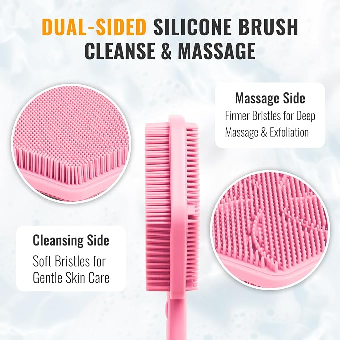 Silicone Back Scrubber for Shower – 21in Extendable Shower Brush - Image 4