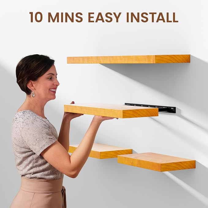 Pine Floating Wall Shelves 24 Inches Long x 8”x 1.4” Wooden Shelf Floating - Image 6