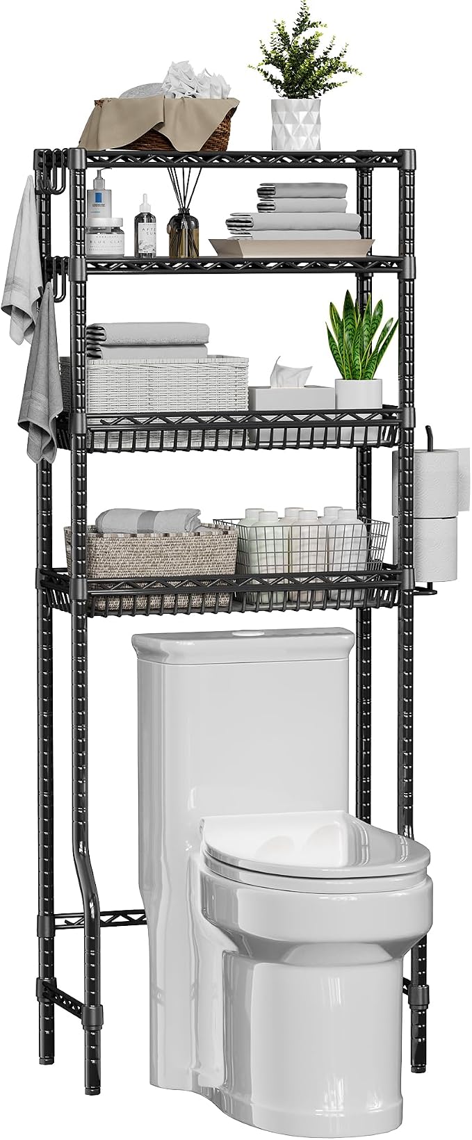4-Tier Over The Toilet Storage, Bathroom Shelves by Alexayhome