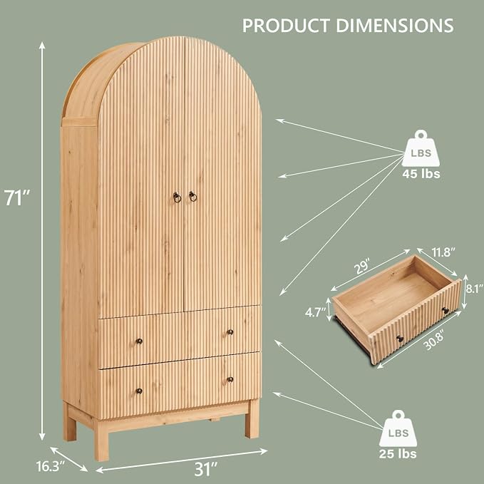 Fluted Arched Pantry Cabinet, Freestanding Morden Versatile Cupboard - Image 2