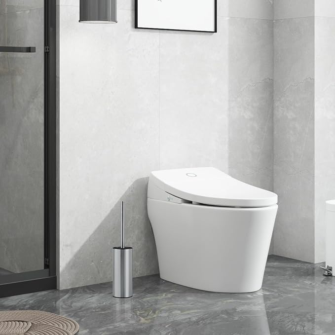 304 Stainless Steel Toilet Brush and Brush Holder Set, Circular Floor Toilet - Image 3