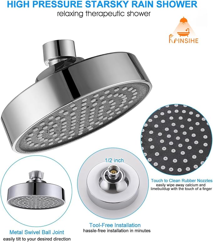Fixed Shower Head Replacment, 1.8 GPM Fixed Showerhead Screw on Universal - Image 5