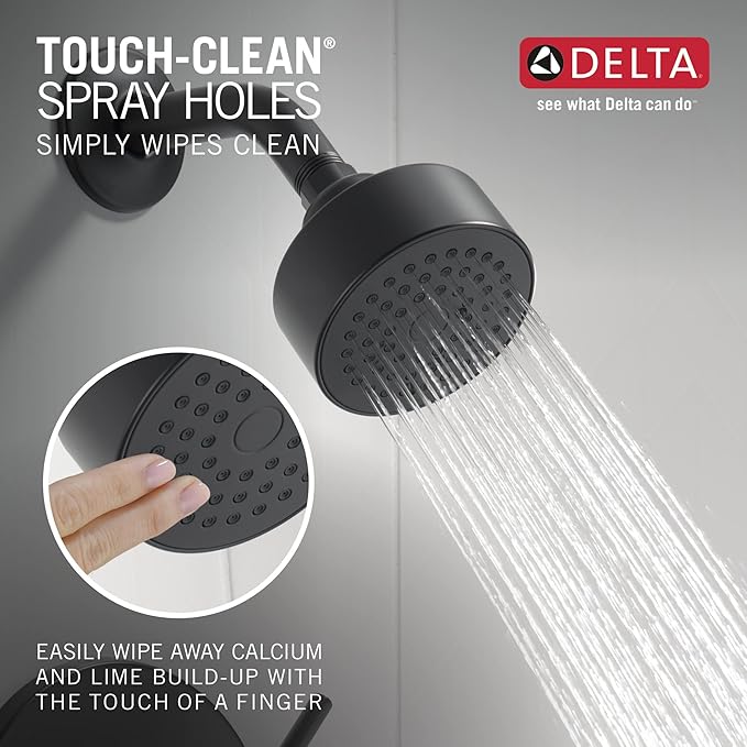 Delta Faucet Modern 14 Series Matte Black Shower Faucet, Tub and Shower Trim Kit - Image 4