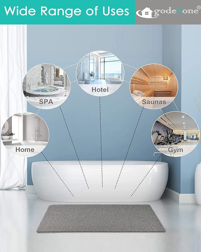 godehone Shower Mats Non Slip Without Suction Cups, PVC Loofah Bathroom Mats - Image 4
