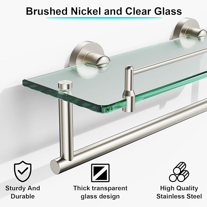Floating Tempered Glass Bathroom Shelf - Image 5