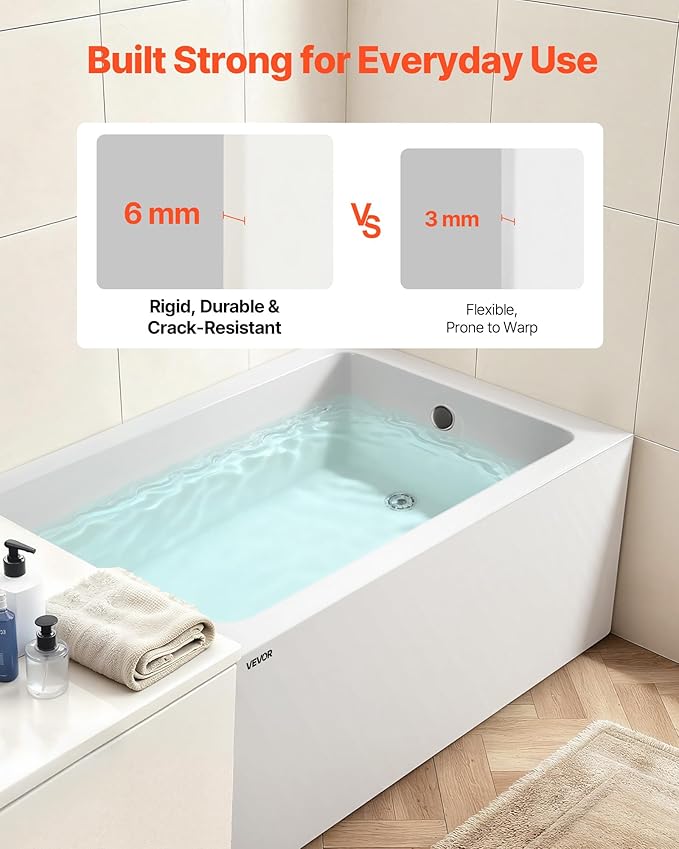 VEVOR Alcove Bathtub, Soaking Bath Tub - Image 4
