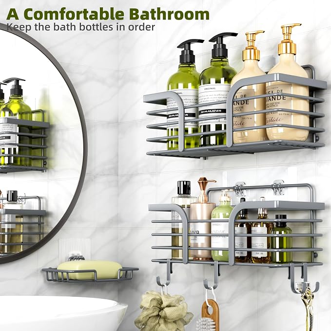 Yougai 3 Pack Shower Caddy Organizer Shelf Rack, Rustproof Corner Bathroom - Image 3