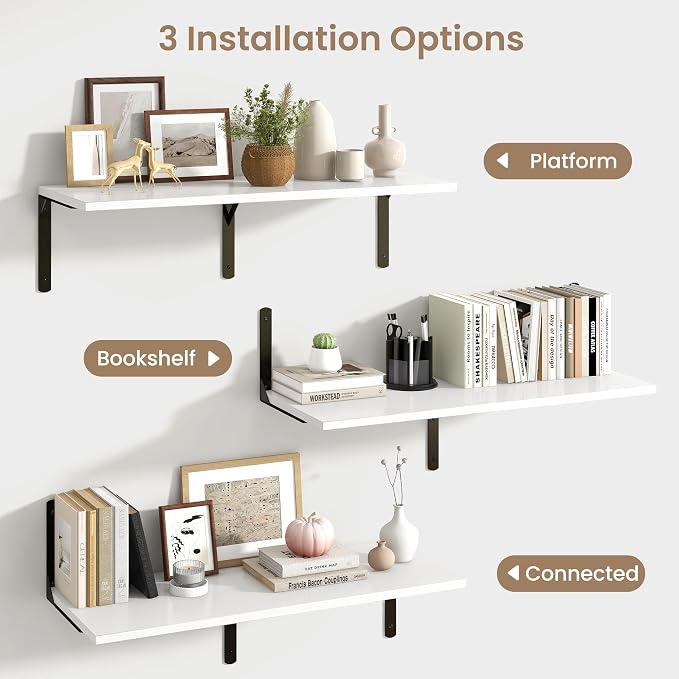 Fun Memories Floating Shelves for Wall, 12 Inch Deep Floating Shelves Set of 2 - Image 6
