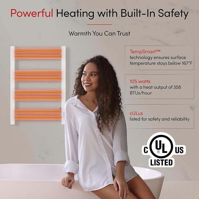 WarmlyYours Heated Towel Warmer Rack, Integrated On/Off Switch - Image 2