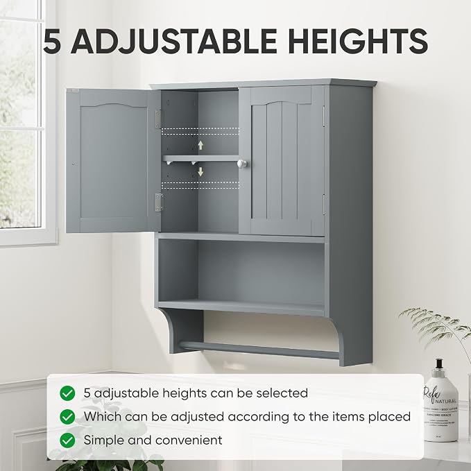 Smuxee Grey Bathroom Cabinet Wall Mounted - Image 4