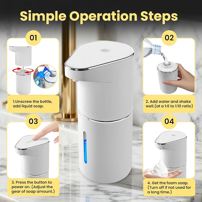 Automatic Foaming Soap Dispenser, 13oz/350ml White Touchless Foam Hand Soap - Image 6