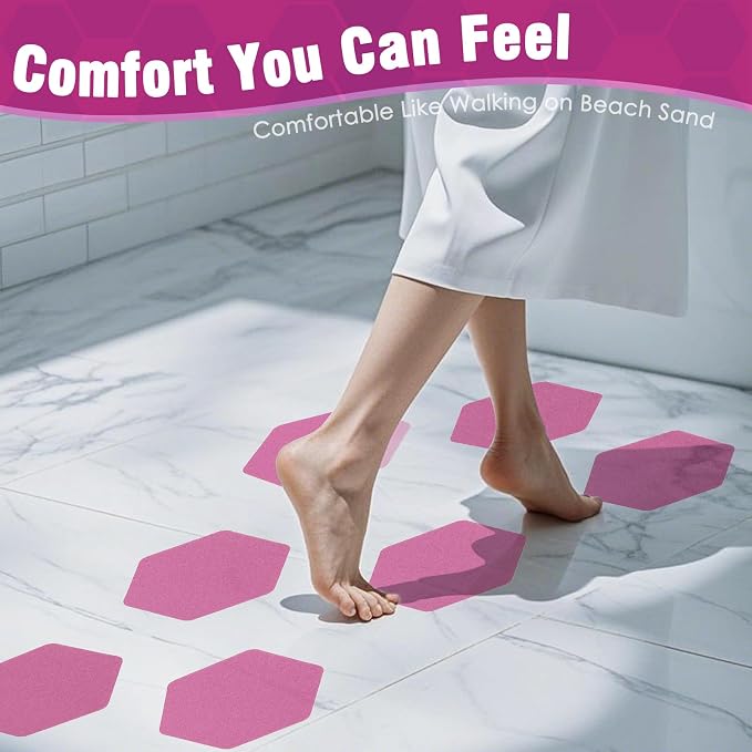 S&X 24 Pcs Non Slip Bathtub Stickers, Oversized Anti Slip Shower Treads - Image 4