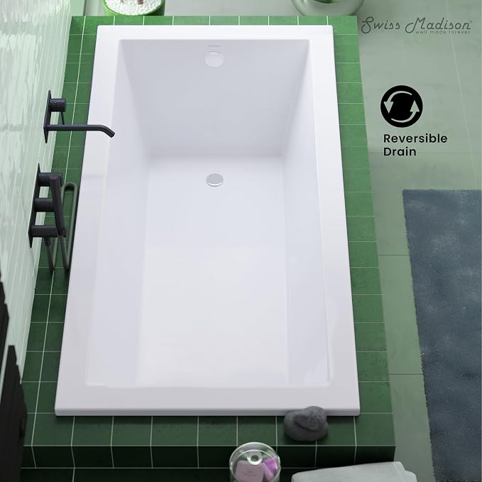 Swiss Madison Voltaire 48" x 30" Reversible Drain Drop-In Bathtub - Image 2