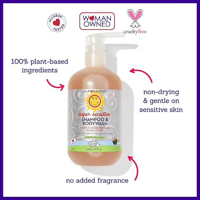 California Baby Super Sensitive Baby Shampoo + Baby Wash | 100% Plant-Based | - Image 3