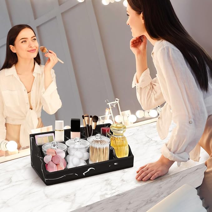 Marble Bathroom Countertop Organizer, Toothbrush and Toothpaste Holder - Image 5