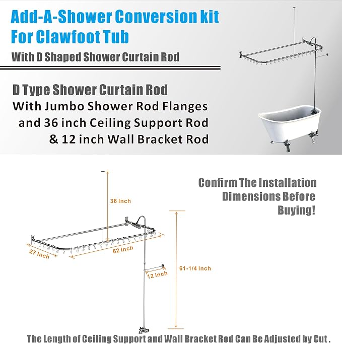 Clawfoot Tub Shower Kit, Add On Shower - Image 5