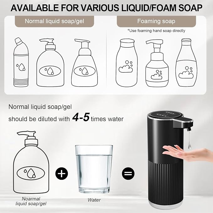 GuDoQi Automatic Touchless Liquid Soap Dispenser, 4-Level Adjustable Foam - Image 6