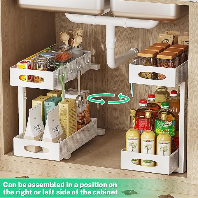Under Sink Organizer, 2-Tier Pull Out Cabinet Organizer - Image 4
