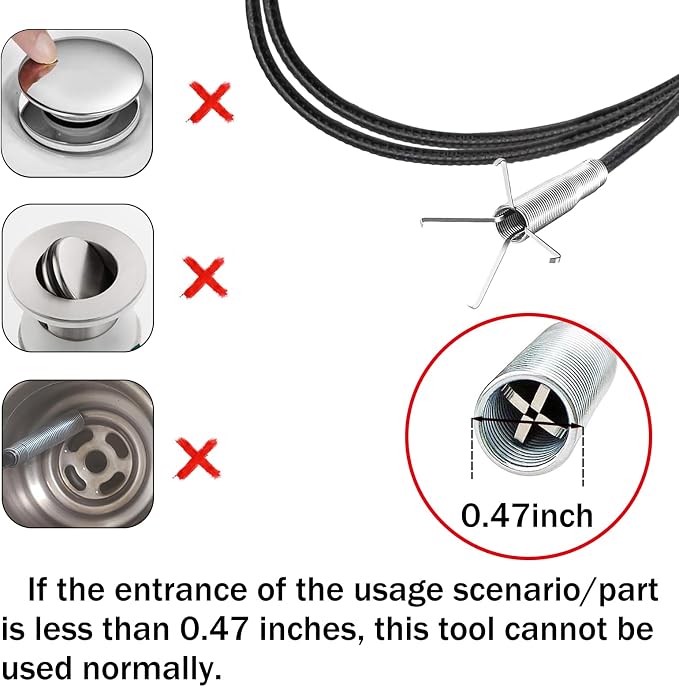 Drain Snake for Hair Clogs, 76 Inch Plumbing Auger Tool - Image 5