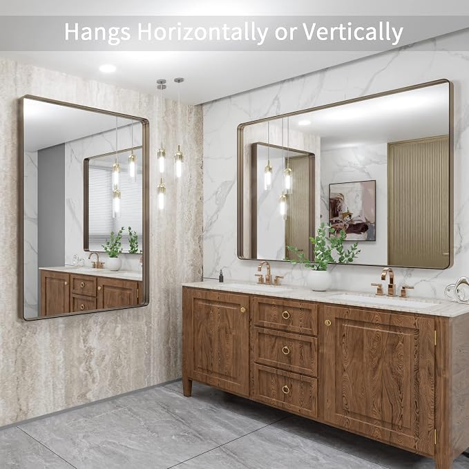 LOAAO 48”X36” Bronze Bathroom Mirrors - Image 4