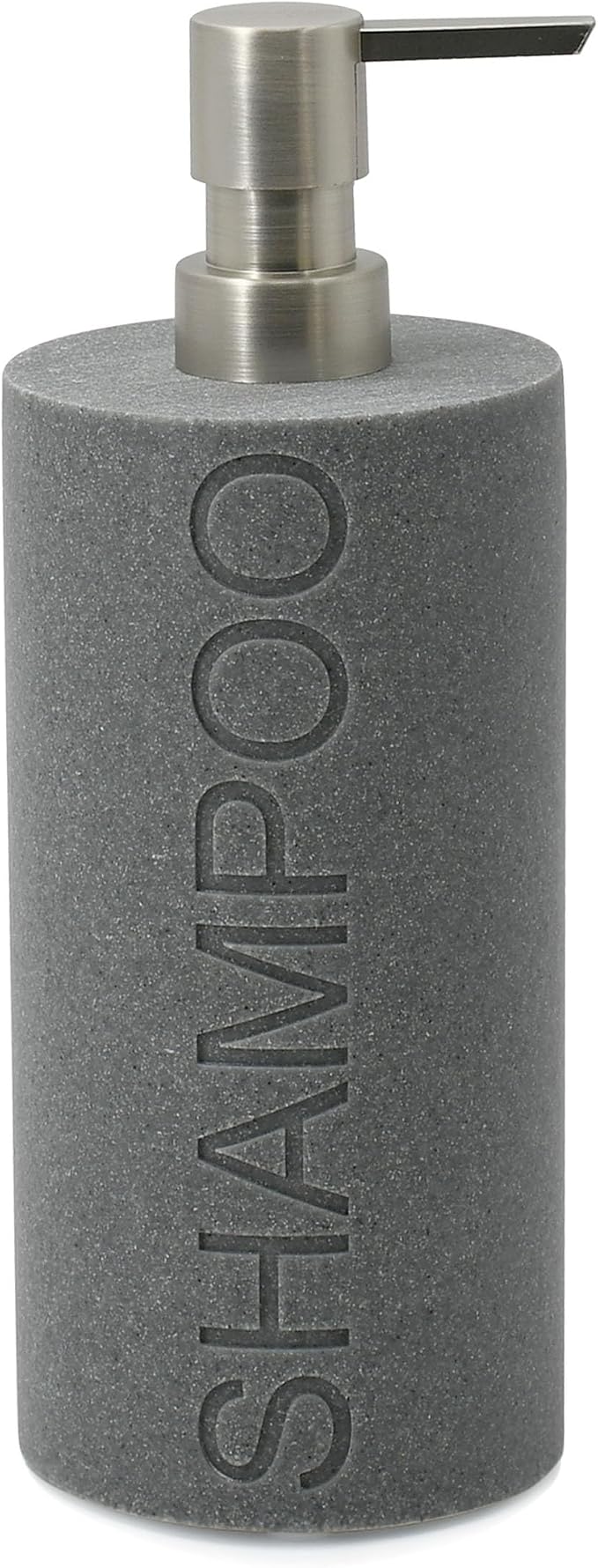 Resin Neutral Gray Sandstone Shampoo Engraved Bottle Refillable Pump Dispenser by IndecorHome