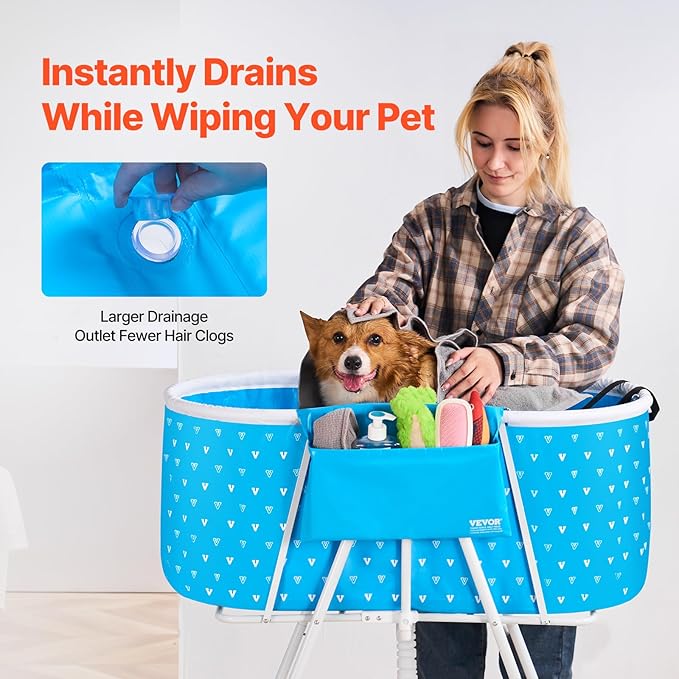 VEVOR Portable Dog Bathtub, Elevated & Foldable Space-saving Pet Shower Station - Image 5