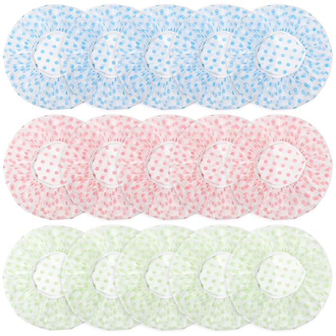 15 Pcs Large Plastic Shower Caps by Unknown