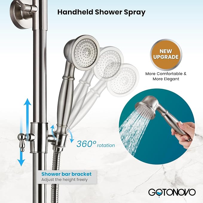 gotonovo Exposed Bathroom Shower System Classic Shower Kit 8 Inch Luxurious - Image 6