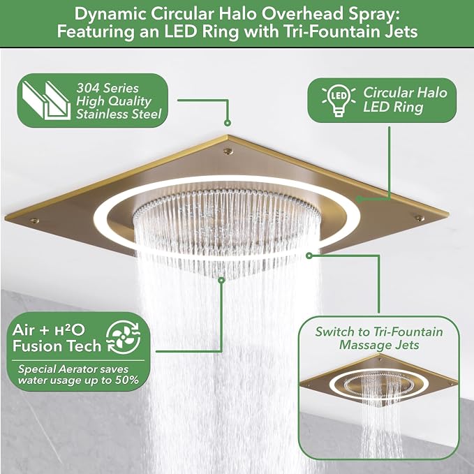 VANFOXLE Shower Faucet Set Brushed Gold Shower System, Shower Faucet - Image 2