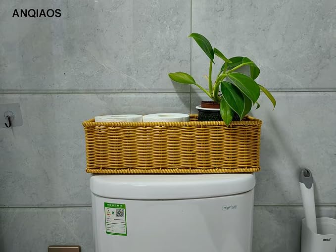 Small Plastic Rattan Baskets for organizing | Bathroom Basket | Wicker Storage - Image 2