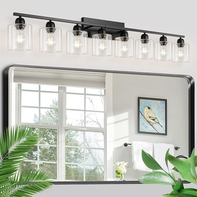 Modern 8 Light Bathroom Light Fixtures, 52 inch Vanity Lights by FAISHILAN