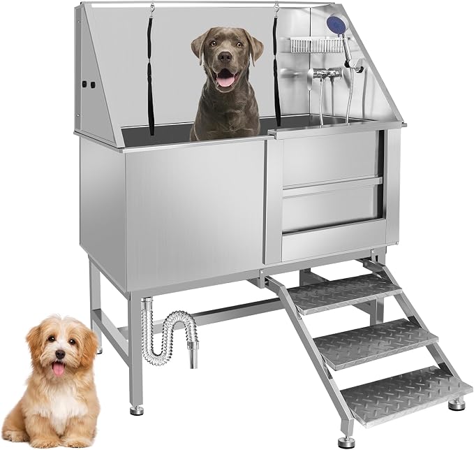 50" Dog Washing Station, Professional Stainless Steel Dog Bathing Station - Image 8
