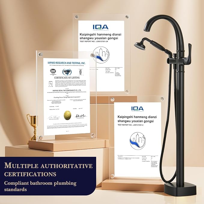 Free Standing Tub Faucet, Hanallx Luxury Matte Black Freestanding Bathtub Faucet - Image 7
