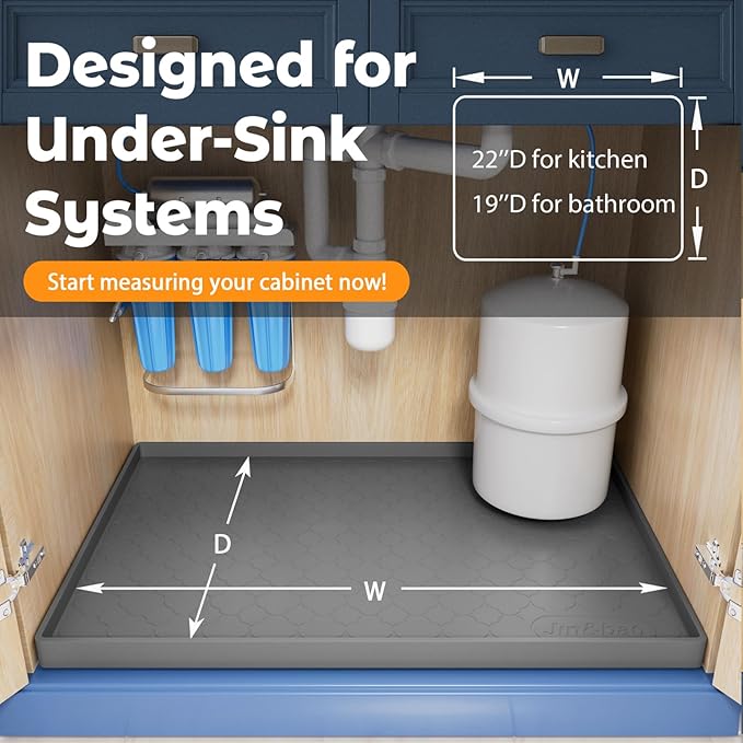 Jin&Bao Waterproof Under Sink Mat 22" x 22", Thick Silicone Mat Cabinet - Image 6