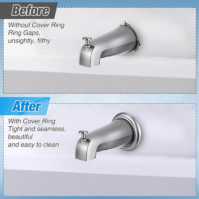 Dreyoo Metal Tub Spout Cover Ring, Bathtub Spout Trim Plate Ring - Image 5