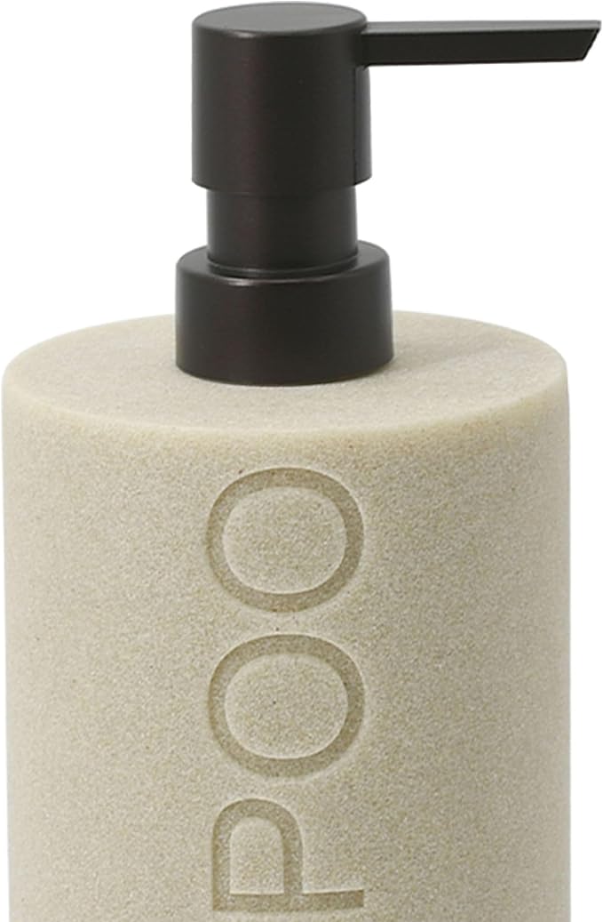 Resin Tan Sandstone Shampoo Engraved Bottle Refillable Pump Dispenser, Durable - Image 8