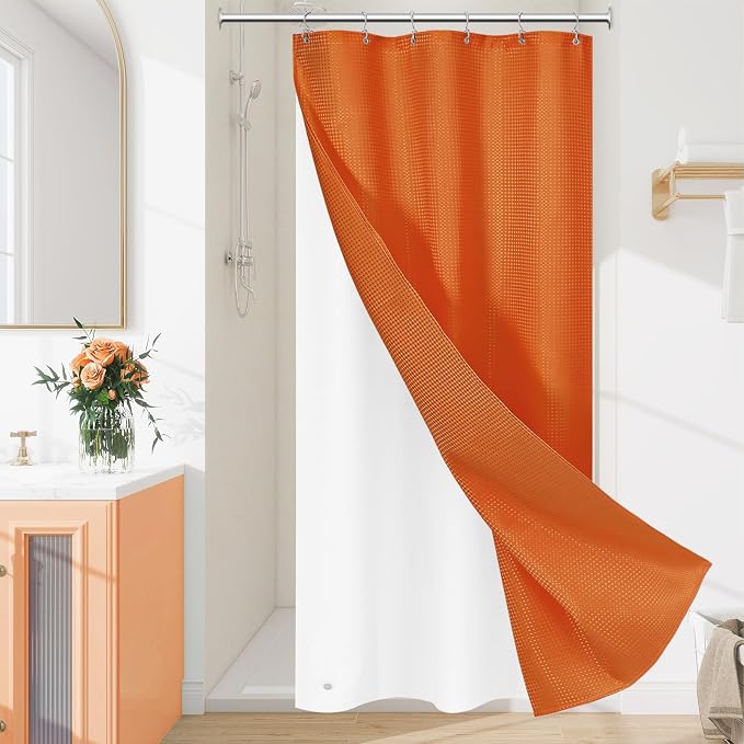 3 in 1 Stall Half Size Burnt Orange Shower Curtain Set-36 W x 72 H, Modern by Unknown