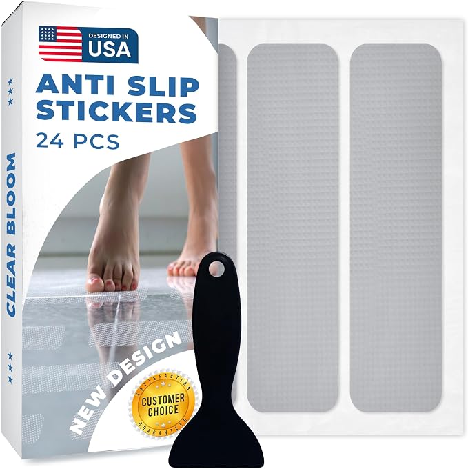 Anti Slip Shower Stickers 24 PCS, Premium Adhesive Bath Tub Stickers by ClearBloom