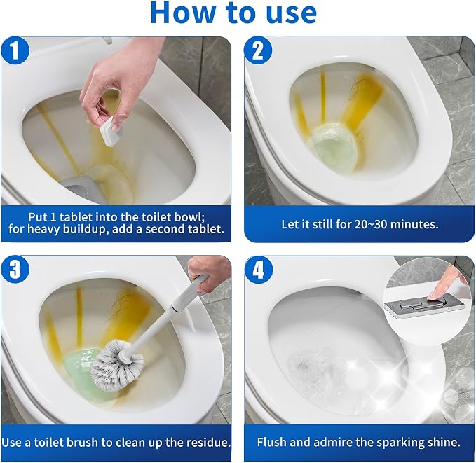 Toilet Bowl Cleaner Tablets, Leaves Bowl Sanitary, Deodorizes, Descales & - Image 5