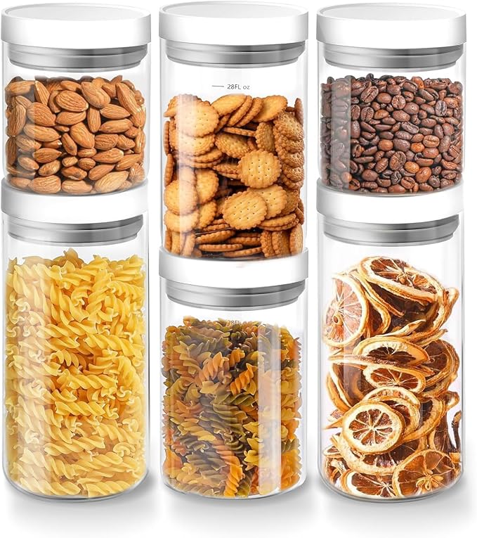Danbark Set of 6 Mixed Sizes Airtight Glass Storage Canisters by Unknown
